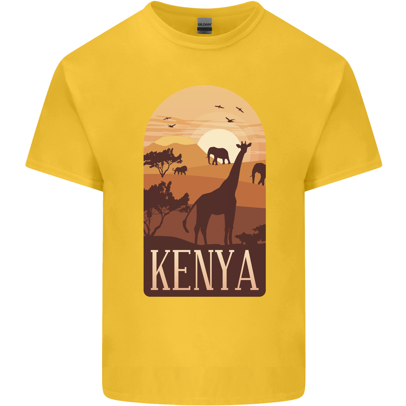 Kenya Safari Mens Cotton T-Shirt Tee Top Yellow