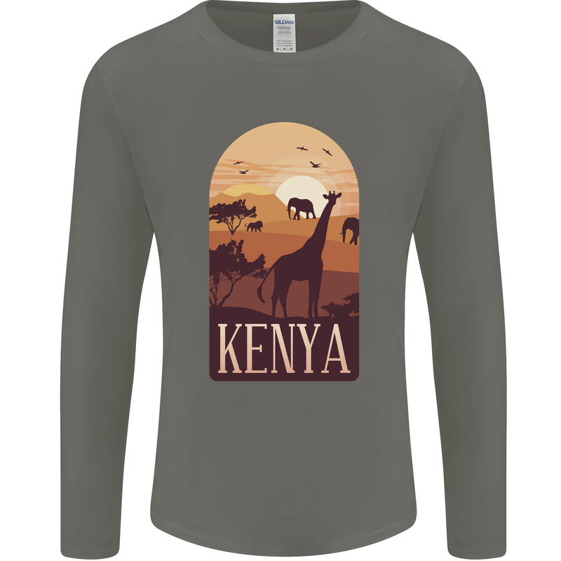 Kenya Safari Mens Long Sleeve T-Shirt Charcoal