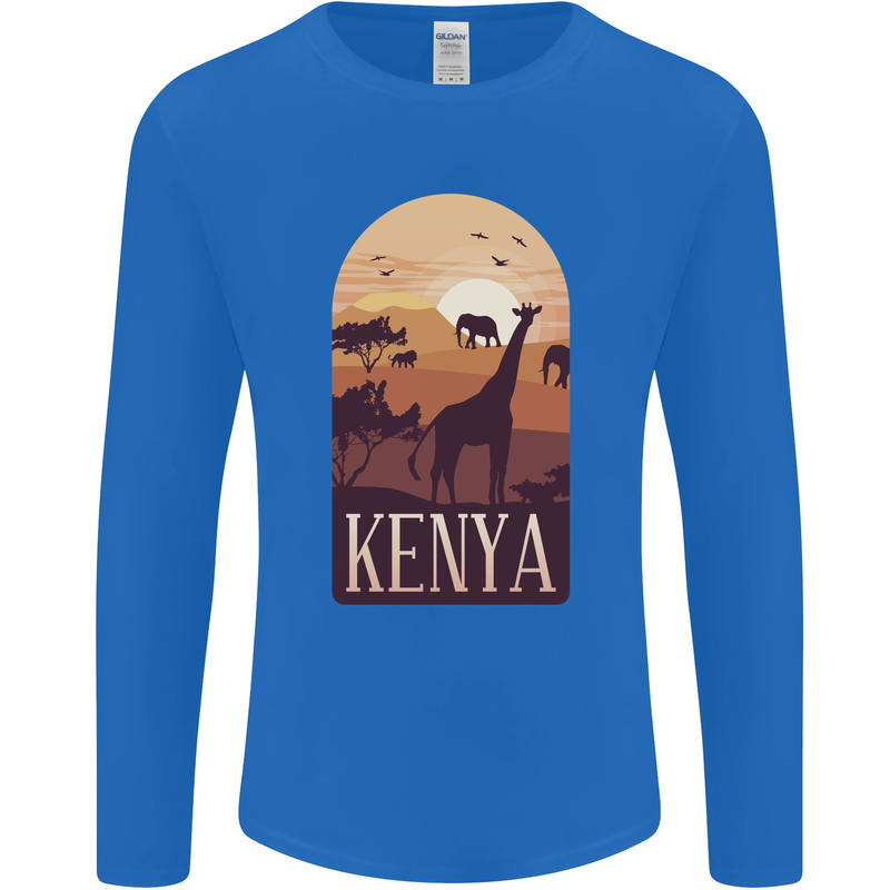 Kenya Safari Mens Long Sleeve T-Shirt Royal Blue