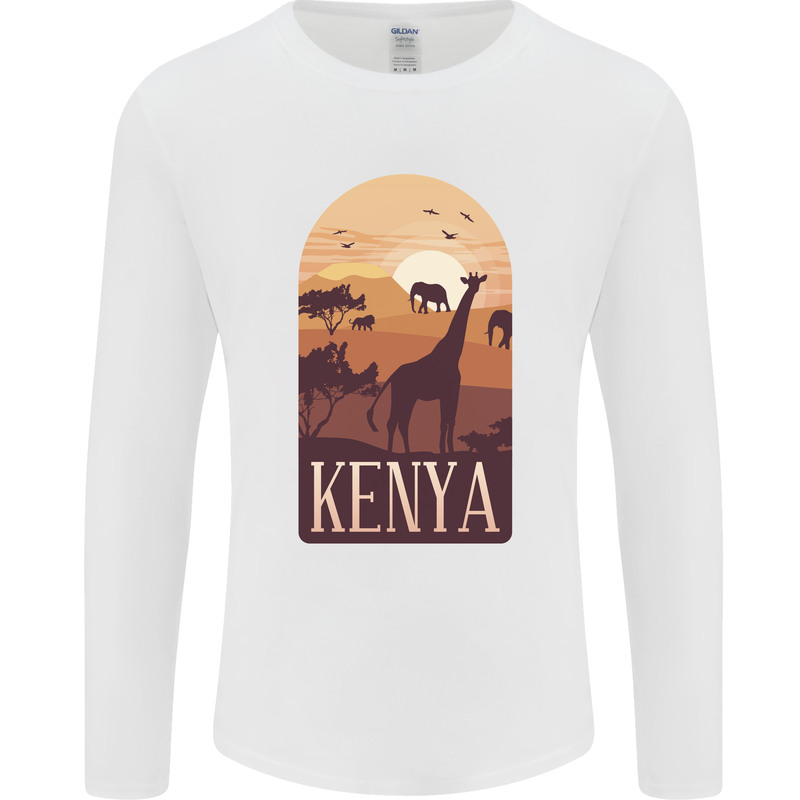 Kenya Safari Mens Long Sleeve T-Shirt White
