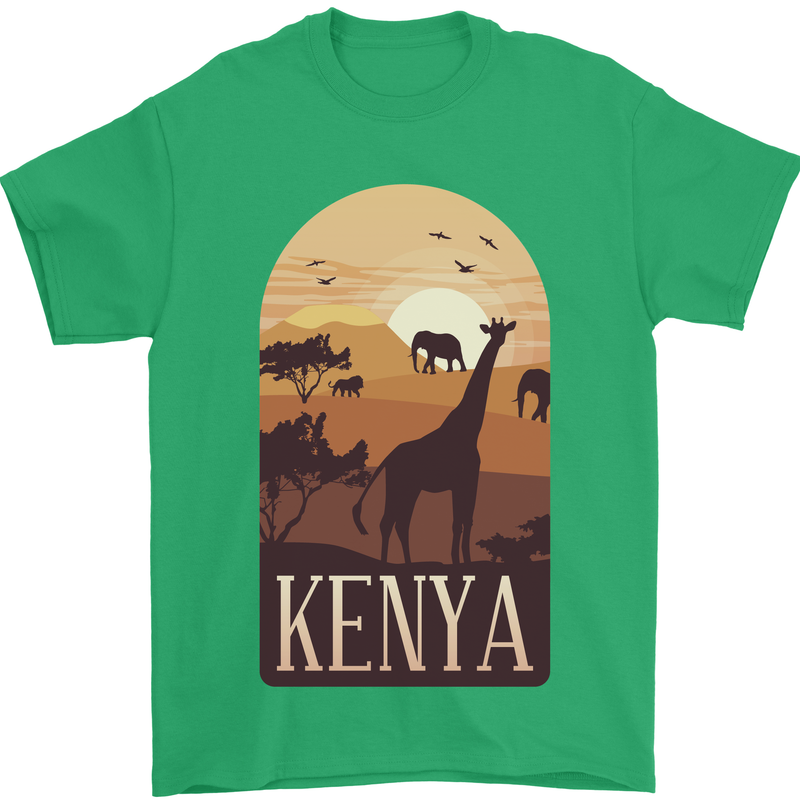 Kenya Safari Mens T-Shirt 100% Cotton Irish Green