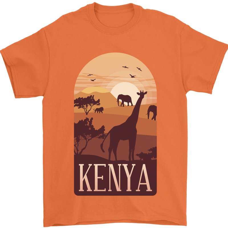 Kenya Safari Mens T-Shirt 100% Cotton Orange
