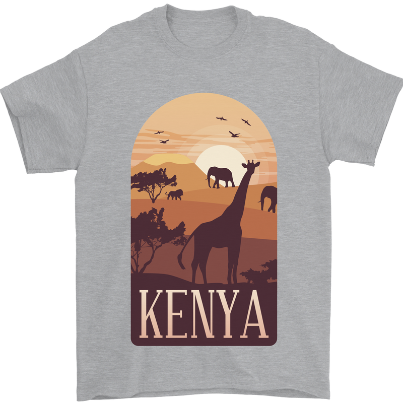 Kenya Safari Mens T-Shirt 100% Cotton Sports Grey