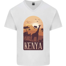 Kenya Safari Mens V-Neck Cotton T-Shirt White