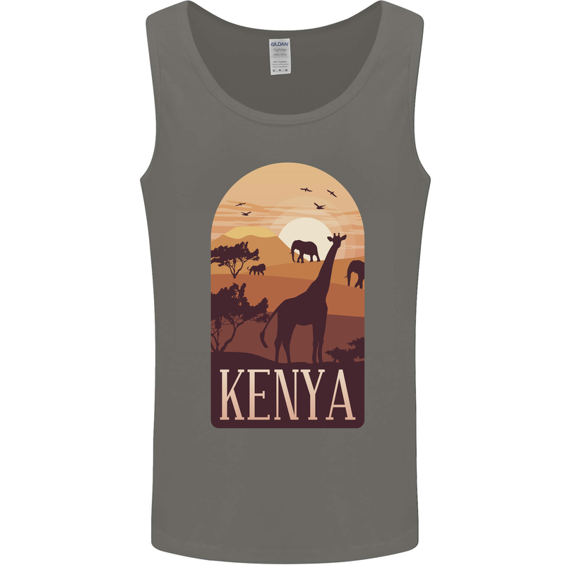 Kenya Safari Mens Vest Tank Top Charcoal