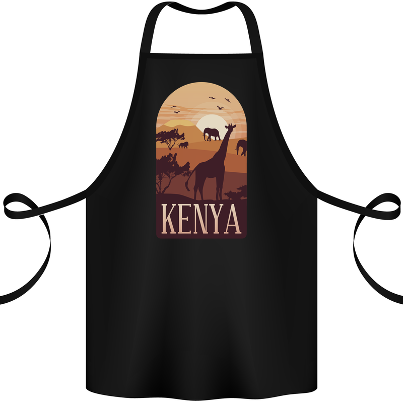Kenya Safari Souvenir Cotton Apron 100% Organic Black