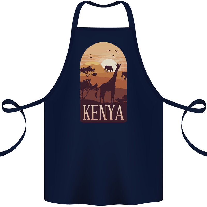 Kenya Safari Souvenir Cotton Apron 100% Organic Navy Blue