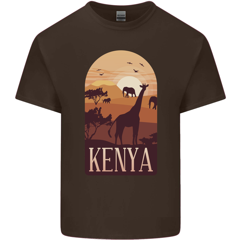 Kenya Safari Souvenir Mens Cotton T-Shirt Tee Top Dark Chocolate