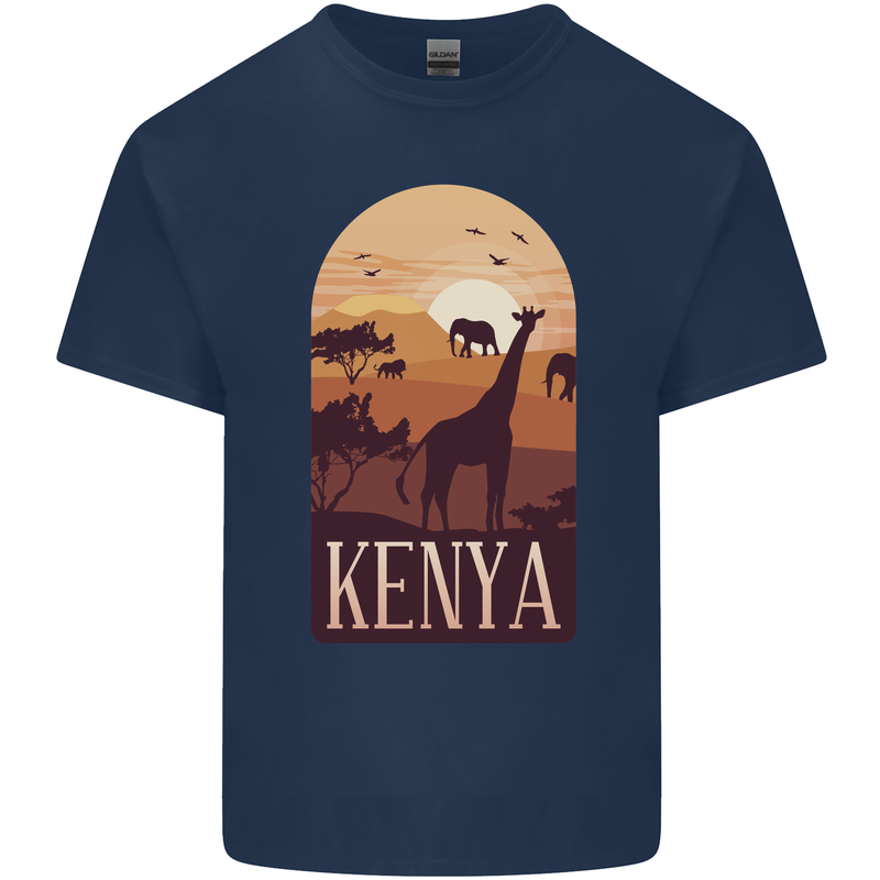 Kenya Safari Souvenir Mens Cotton T-Shirt Tee Top Navy Blue