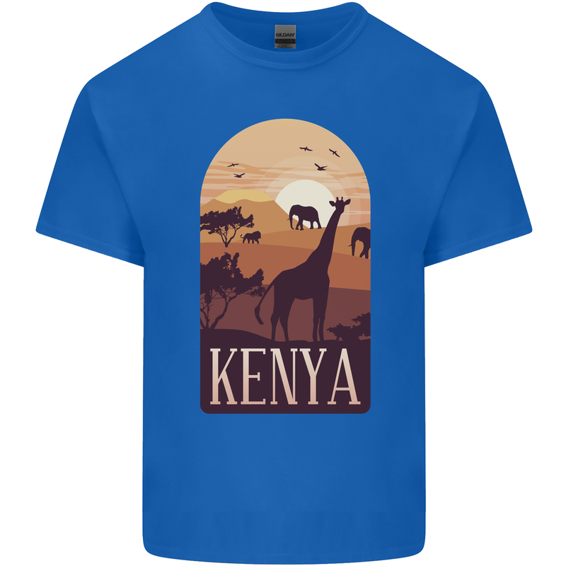 Kenya Safari Souvenir Mens Cotton T-Shirt Tee Top Royal Blue