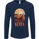 Kenya Safari Souvenir Mens Long Sleeve T-Shirt Navy Blue