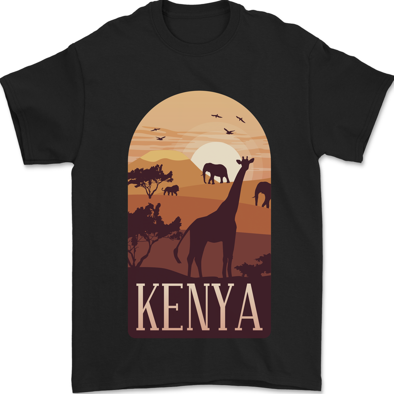 Kenya Safari Souvenir Mens T-Shirt 100% Cotton Black
