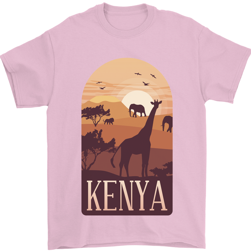 Kenya Safari Souvenir Mens T-Shirt 100% Cotton Light Pink