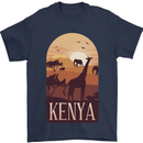 Kenya Safari Souvenir Mens T-Shirt 100% Cotton Navy Blue