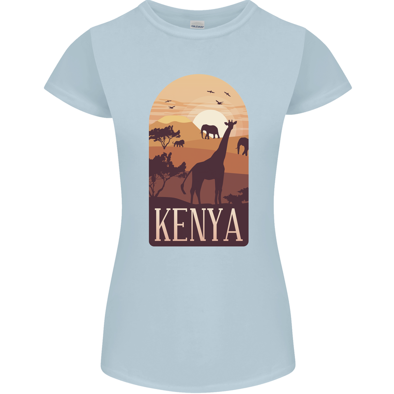 Kenya Safari Souvenir Womens Petite Cut T-Shirt Light Blue