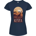 Kenya Safari Souvenir Womens Petite Cut T-Shirt Navy Blue