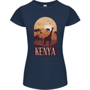 Kenya Safari Souvenir Womens Petite Cut T-Shirt Navy Blue