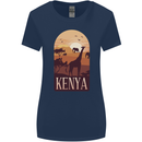 Kenya Safari Souvenir Womens Wider Cut T-Shirt Navy Blue