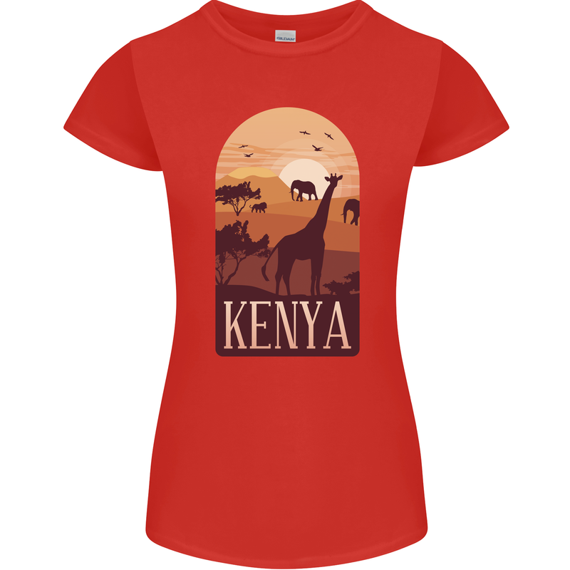 Kenya Safari Womens Petite Cut T-Shirt Red