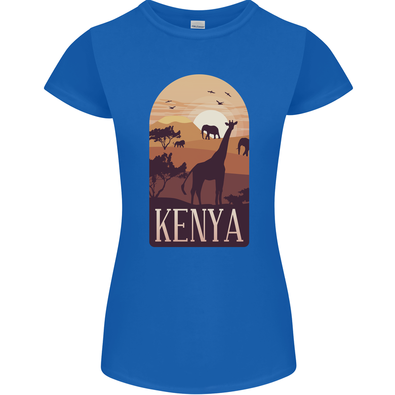 Kenya Safari Womens Petite Cut T-Shirt Royal Blue
