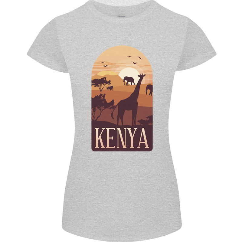 Kenya Safari Womens Petite Cut T-Shirt Sports Grey