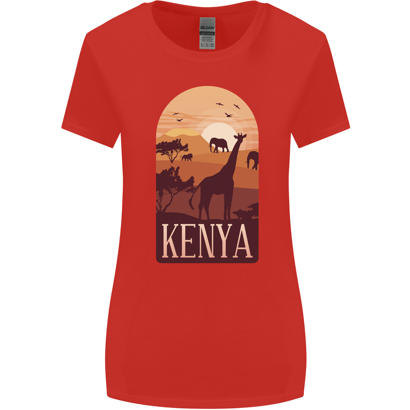 Kenya Safari Womens Wider Cut T-Shirt Red