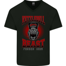 Kettlebell Beast Gym Training Top MMA Mens V-Neck Cotton T-Shirt Black