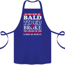 Kids Bald Tired & Broke Father's Day Cotton Apron 100% Organic Royal Blue