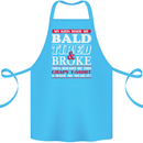 Kids Bald Tired & Broke Father's Day Cotton Apron 100% Organic Turquoise