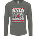Kids Bald Tired & Broke Father's Day Mens Long Sleeve T-Shirt Charcoal