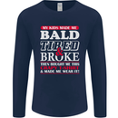 Kids Bald Tired & Broke Father's Day Mens Long Sleeve T-Shirt Navy Blue