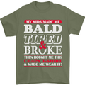 Kids Bald Tired & Broke Father's Day Mens T-Shirt Cotton Gildan Military Green