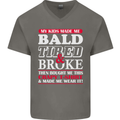 Kids Bald Tired & Broke Father's Day Mens V-Neck Cotton T-Shirt Charcoal
