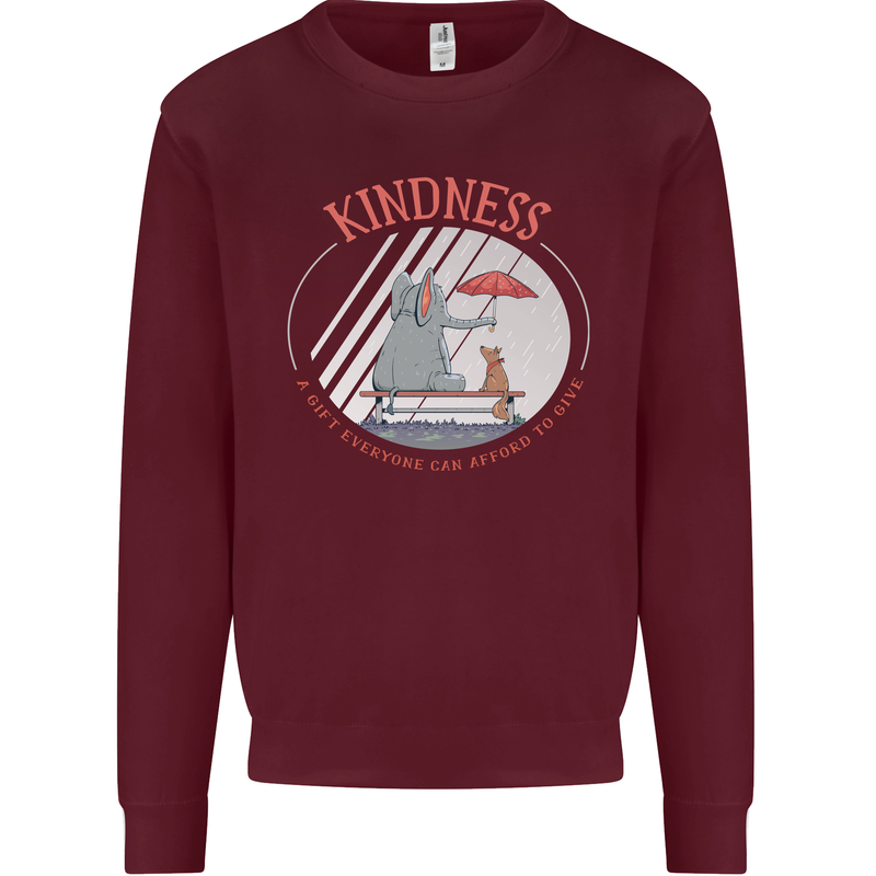 Kindness a Gift Funny Dog Elephant Kids Sweatshirt Jumper Maroon