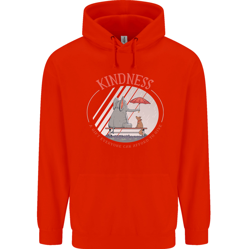 Kindness a Gift Funny Dog Elephant Mens 80% Cotton Hoodie Bright Red