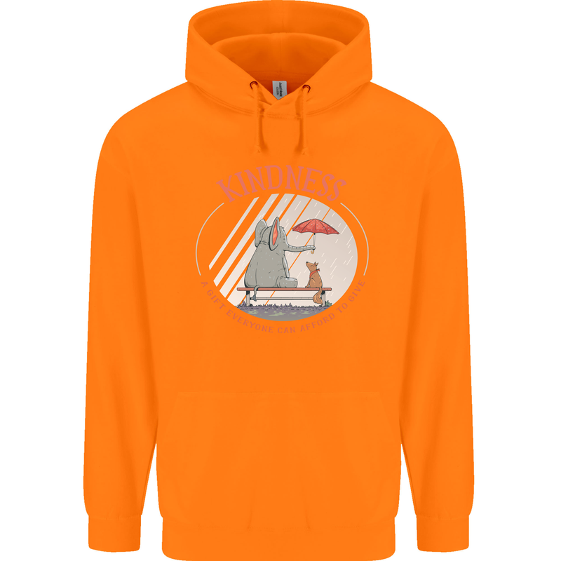 Kindness a Gift Funny Dog Elephant Mens 80% Cotton Hoodie Orange