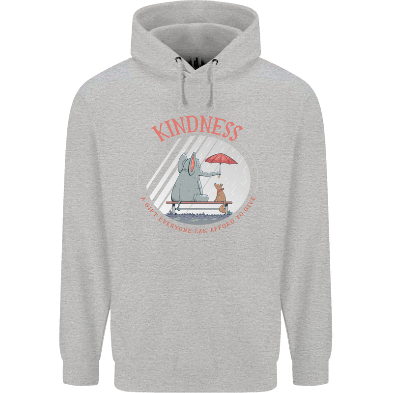 Kindness a Gift Funny Dog Elephant Mens 80% Cotton Hoodie Sports Grey