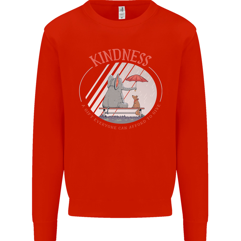 Kindness a Gift Funny Dog Elephant Mens Sweatshirt Jumper Bright Red