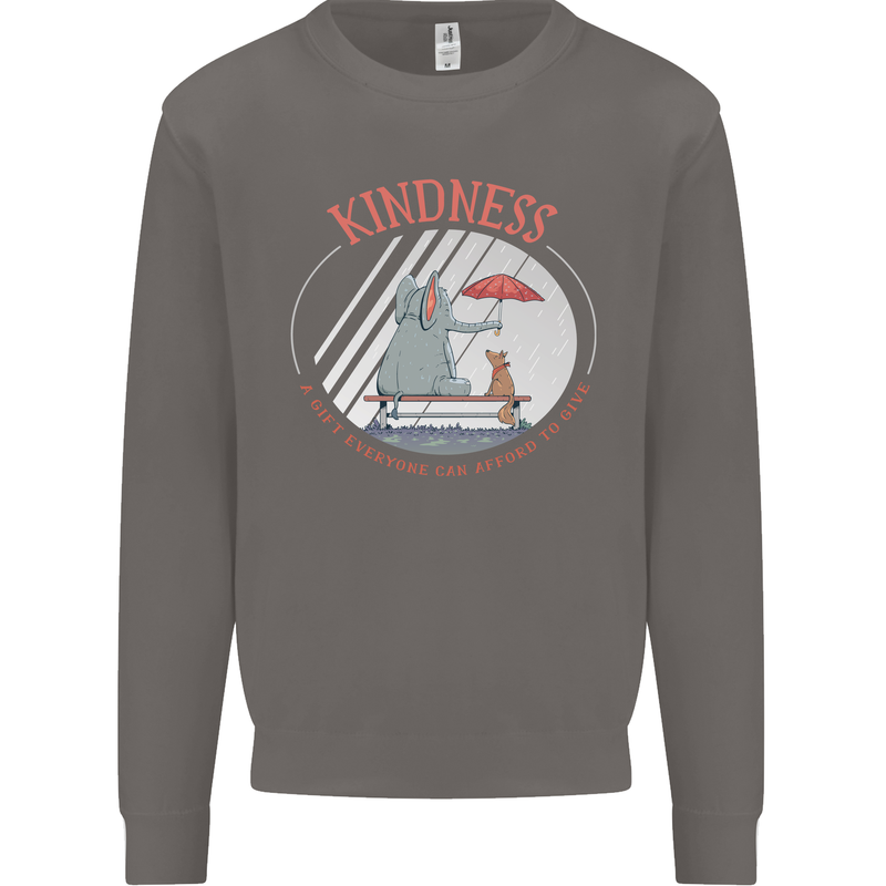 Kindness a Gift Funny Dog Elephant Mens Sweatshirt Jumper Charcoal