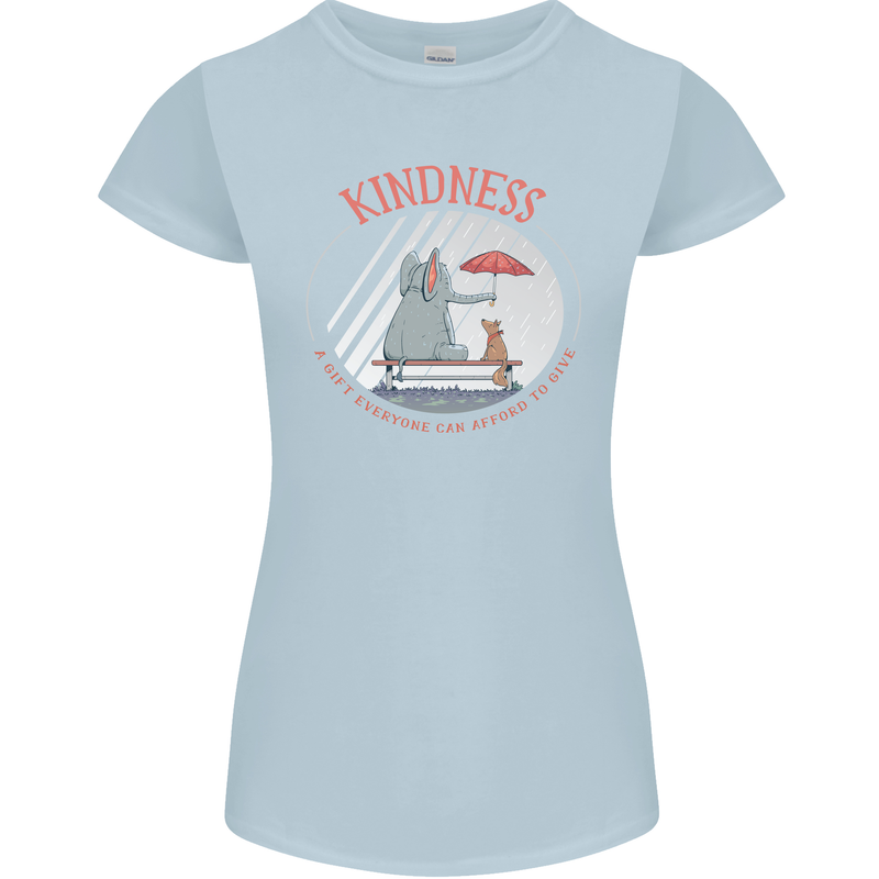 Kindness a Gift Funny Dog Elephant Womens Petite Cut T-Shirt Light Blue