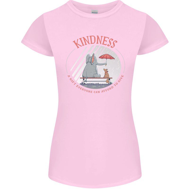 Kindness a Gift Funny Dog Elephant Womens Petite Cut T-Shirt Light Pink
