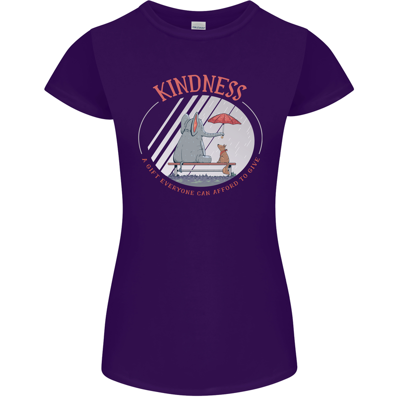 Kindness a Gift Funny Dog Elephant Womens Petite Cut T-Shirt Purple