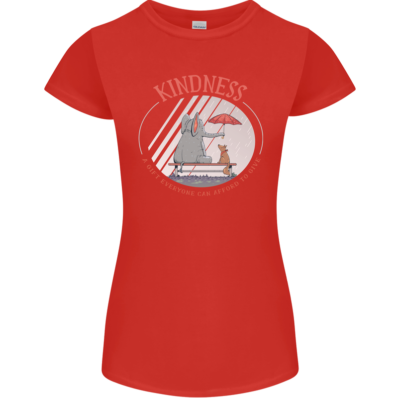 Kindness a Gift Funny Dog Elephant Womens Petite Cut T-Shirt Red