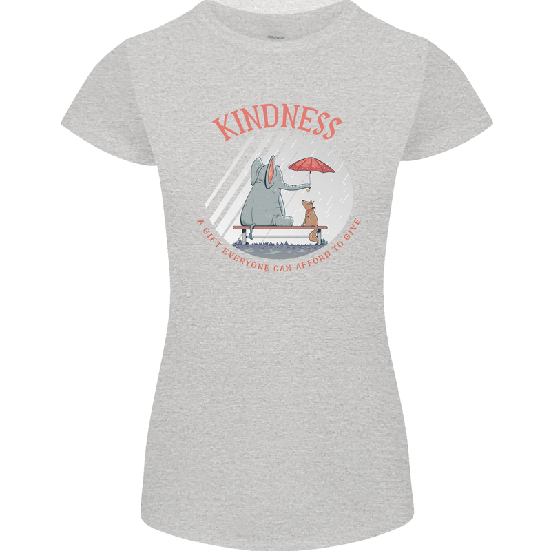 Kindness a Gift Funny Dog Elephant Womens Petite Cut T-Shirt Sports Grey