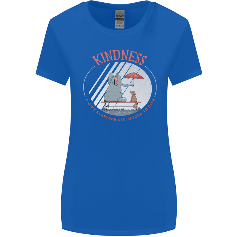 Kindness a Gift Funny Dog Elephant Womens Wider Cut T-Shirt Royal Blue