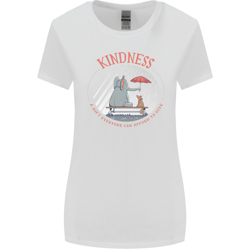 Kindness a Gift Funny Dog Elephant Womens Wider Cut T-Shirt White