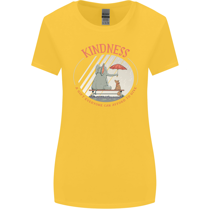 Kindness a Gift Funny Dog Elephant Womens Wider Cut T-Shirt Yellow