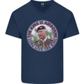 King Airborne Mens V-Neck Cotton T-Shirt Navy Blue