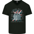 King Charles Coronation Day Mens V-Neck Cotton T-Shirt Black