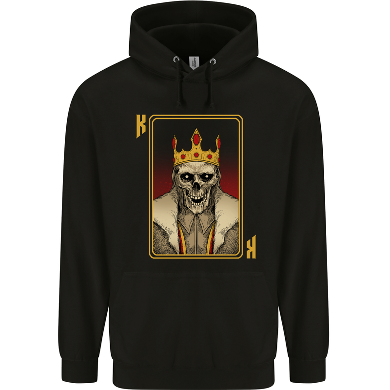 King Playing Card Gothic Skull Poker Childrens Kids Hoodie Black